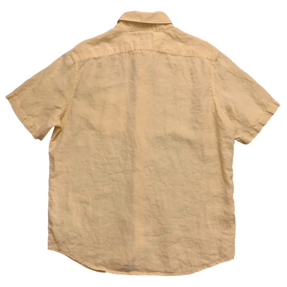 L.L. Bean Classic Linen Short Sleeve Shirt Slightly Fitted Yellow Mens L-REG - Picture 2 of 5